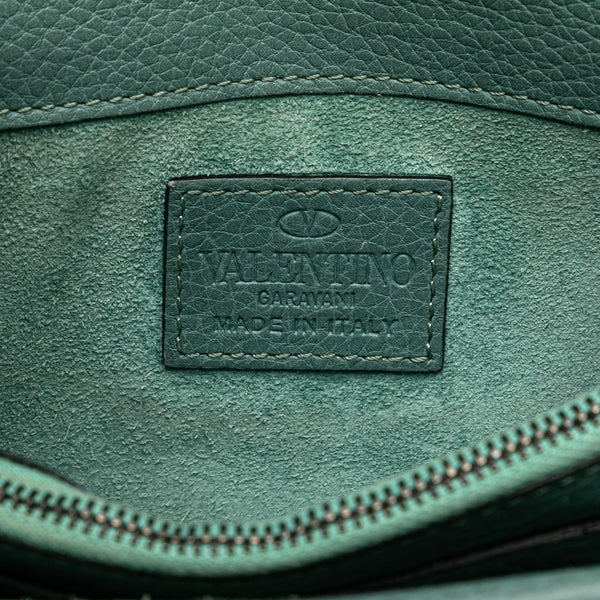ヴァレンティノ ロックスタッズ チェーン ショルダーバッグ グリーン レザー レディース VALENTINO 【中古】