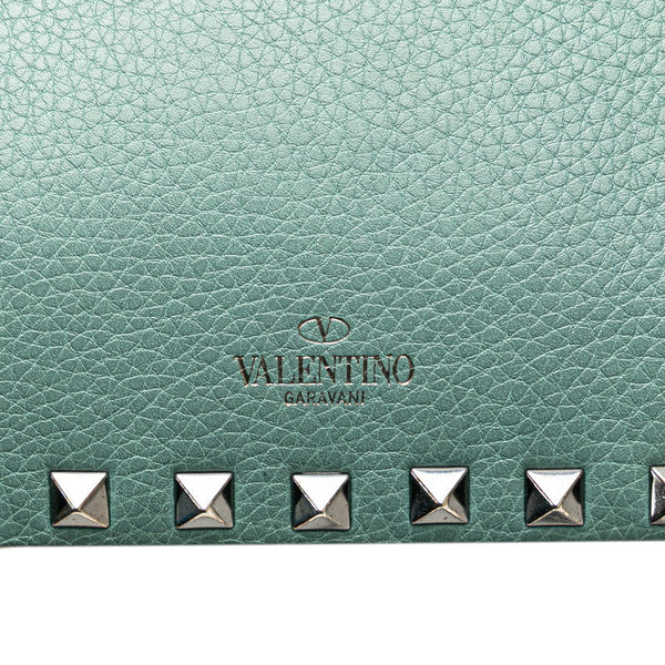 ヴァレンティノ ロックスタッズ チェーン ショルダーバッグ グリーン レザー レディース VALENTINO 【中古】