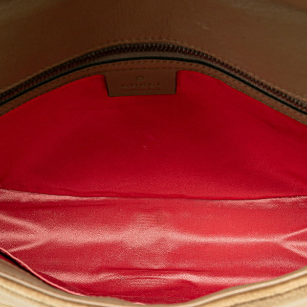 グッチ GGマーモント キルティング チェーン ショルダーバッグ  443496 ベージュ ブラウン ベロア レザー レディース GUCCI 【中古】