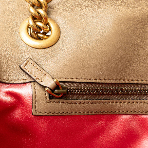 グッチ GGマーモント キルティング チェーン ショルダーバッグ  443496 ベージュ ブラウン ベロア レザー レディース GUCCI 【中古】