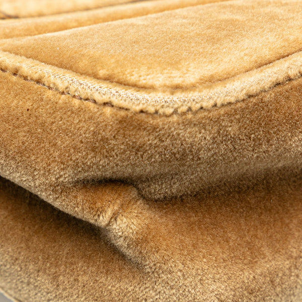 グッチ GGマーモント キルティング チェーン ショルダーバッグ  443496 ベージュ ブラウン ベロア レザー レディース GUCCI 【中古】