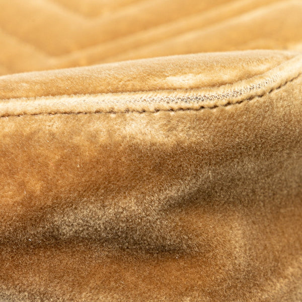 グッチ GGマーモント キルティング チェーン ショルダーバッグ  443496 ベージュ ブラウン ベロア レザー レディース GUCCI 【中古】