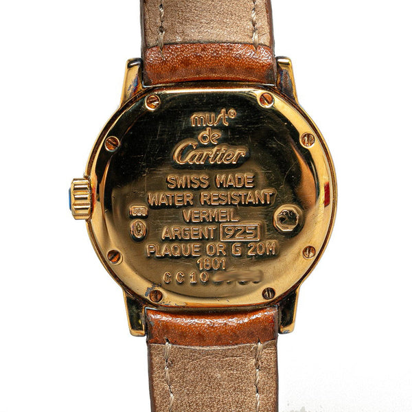 カルティエ マスト ヴァンドーム ヴェルメイユ 腕時計 590004 クオーツ ホワイト文字盤 レザー SV925 シルバー メッキ レディース CARTIER 【中古】