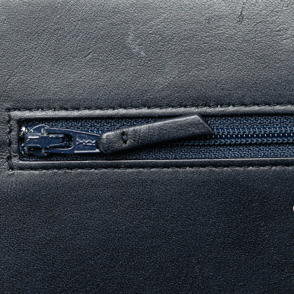 シャネル ドーヴィル チェーンウォレット A80795 ネイビー ホワイト デニム レザー レディース CHANEL 【中古】