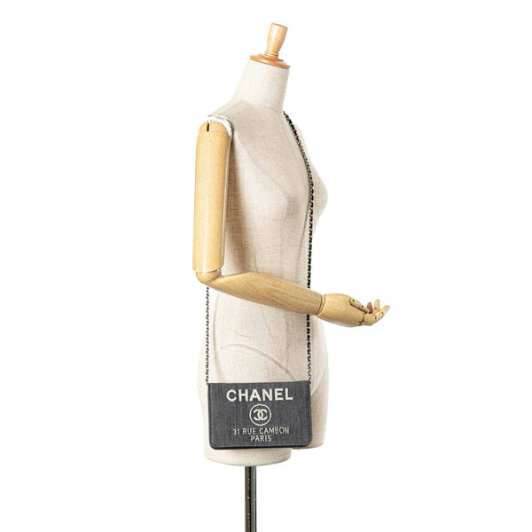 シャネル ドーヴィル チェーンウォレット A80795 ネイビー ホワイト デニム レザー レディース CHANEL 【中古】