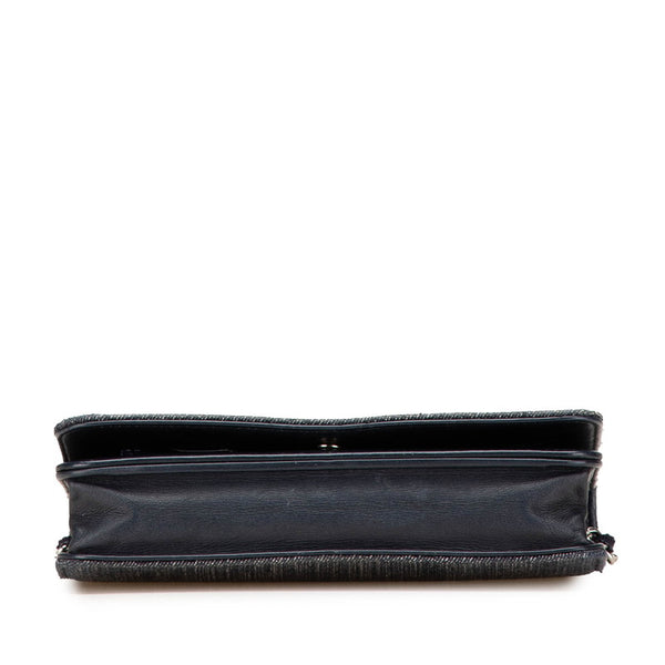 シャネル ドーヴィル チェーンウォレット A80795 ネイビー ホワイト デニム レザー レディース CHANEL 【中古】
