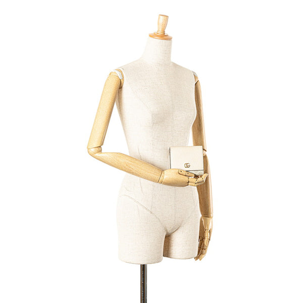 グッチ GGスプリーム ダブルG 二つ折り財布 598587 ホワイト グレー PVC レザー レディース GUCCI 【中古】