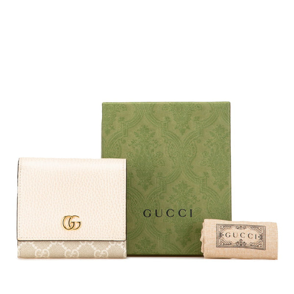 グッチ GGスプリーム ダブルG 二つ折り財布 598587 ホワイト グレー PVC レザー レディース GUCCI 【中古】