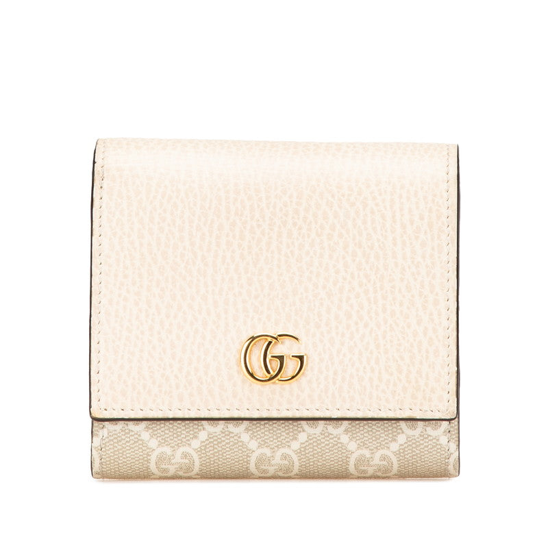 グッチ GGスプリーム ダブルG 二つ折り財布 598587 ホワイト グレー PVC レザー レディース GUCCI 【中古】