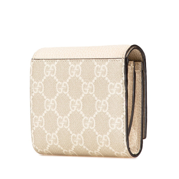 グッチ GGスプリーム ダブルG 二つ折り財布 598587 ホワイト グレー PVC レザー レディース GUCCI 【中古】