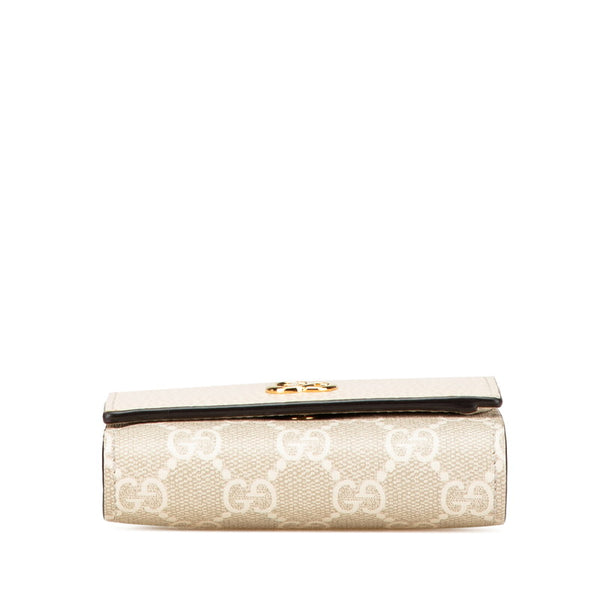 グッチ GGスプリーム ダブルG 二つ折り財布 598587 ホワイト グレー PVC レザー レディース GUCCI 【中古】