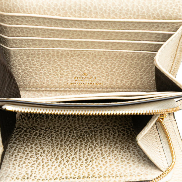 グッチ GGスプリーム ダブルG 二つ折り財布 598587 ホワイト グレー PVC レザー レディース GUCCI 【中古】