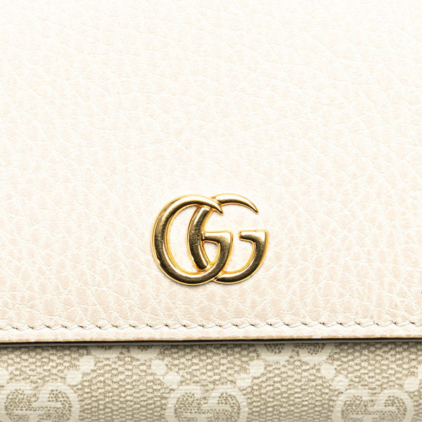 グッチ GGスプリーム ダブルG 二つ折り財布 598587 ホワイト グレー PVC レザー レディース GUCCI 【中古】