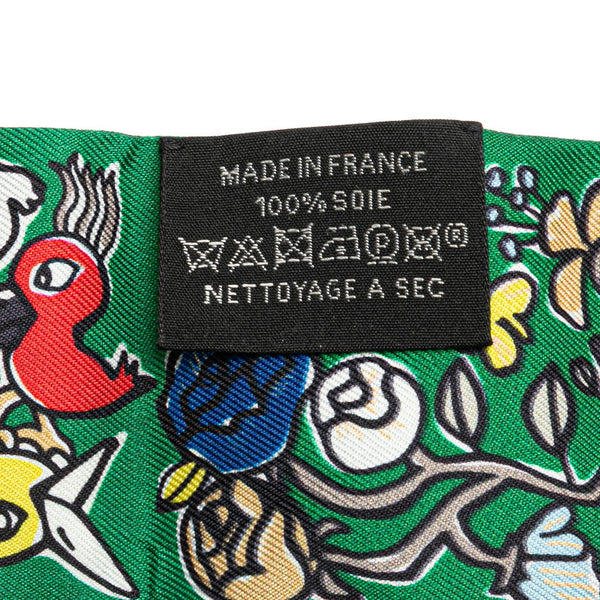 エルメス ツイリー Mille et Un Lapins 千と一のウサギ スカーフ グリーン マルチカラー シルク レディース HERMES 【中古】