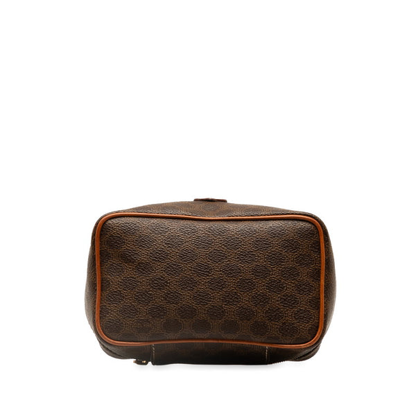 セリーヌ マカダム ポーチ バニティバッグ ブラウン PVC レザー レディース CELINE 【中古】
