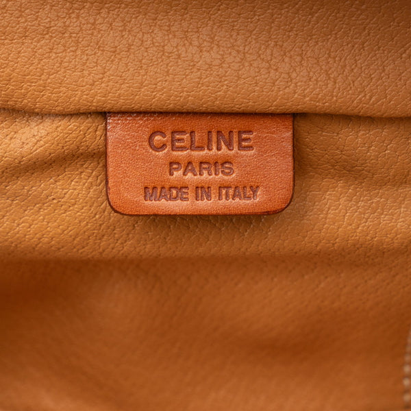 セリーヌ マカダム ポーチ バニティバッグ ブラウン PVC レザー レディース CELINE 【中古】