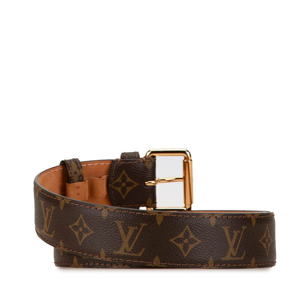 ルイ ヴィトン モノグラム サンチュール ポシェット デュオ ベルト 90/36 ブラウン PVC レザー レディース LOUIS VUITTON 【中古】