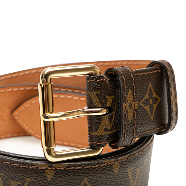 ルイ ヴィトン モノグラム サンチュール ポシェット デュオ ベルト 90/36 ブラウン PVC レザー レディース LOUIS VUITTON 【中古】