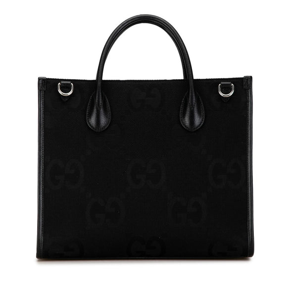 グッチ ジャンボGG トートバッグ ショルダーバッグ 2WAY 680956 ブラック キャンバス レザー レディース GUCCI 【中古】
