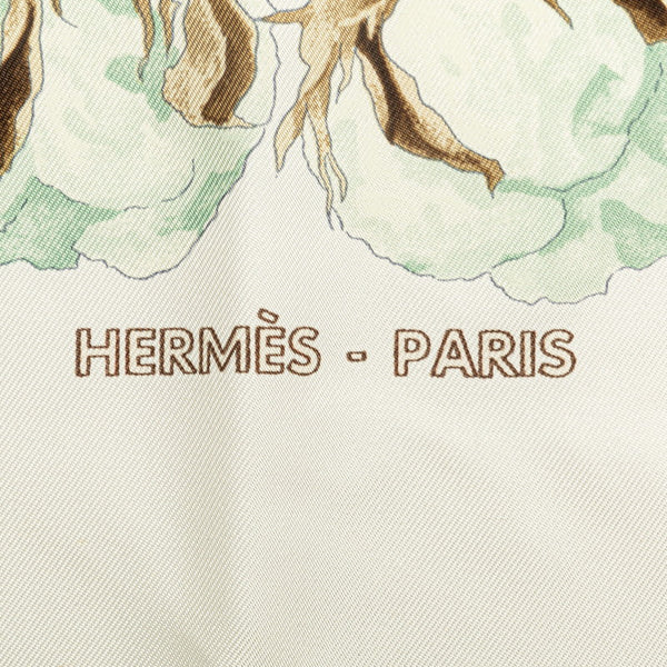 エルメス カレ90 TURBANS DES REINES 王女のターバン スカーフ ホワイト マルチカラー シルク レディース HERMES 【中古】