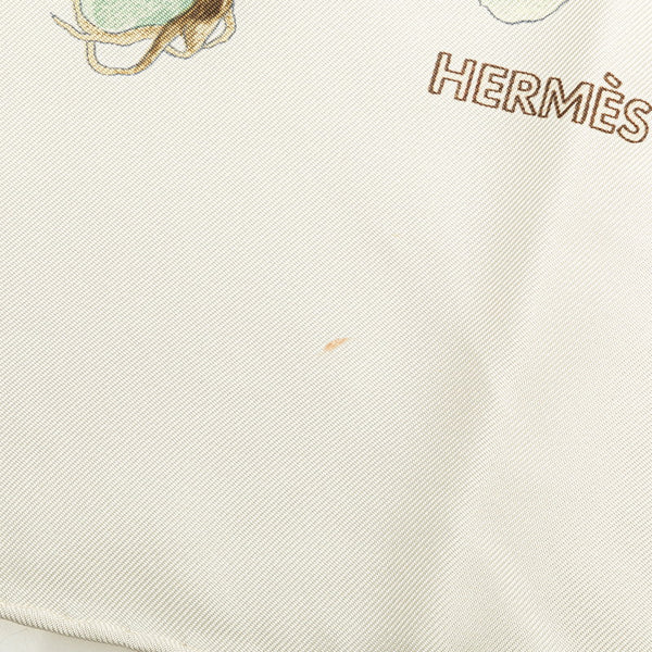 エルメス カレ90 TURBANS DES REINES 王女のターバン スカーフ ホワイト マルチカラー シルク レディース HERMES 【中古】