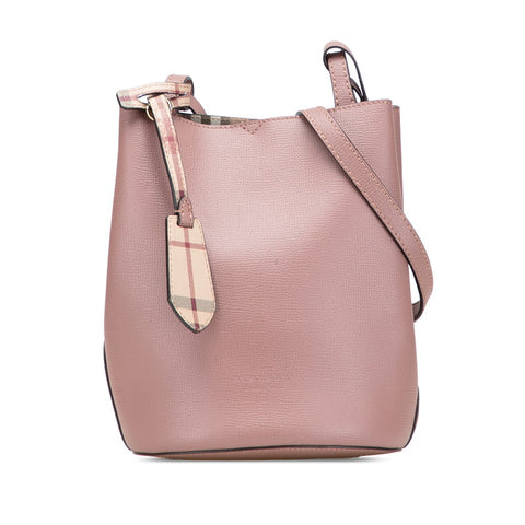 バーバリー 裏地チェック シャドーホース 斜め掛け ショルダーバッグ ピンクブラウン レザー レディース BURBERRY 【中古】
