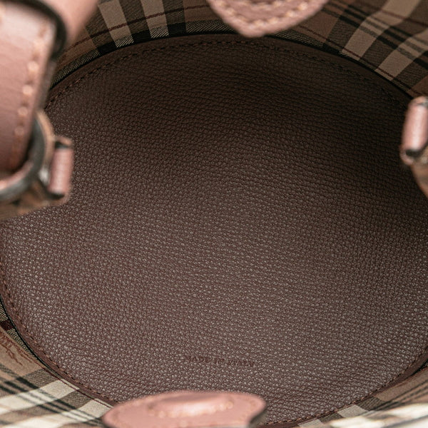 バーバリー 裏地チェック シャドーホース 斜め掛け ショルダーバッグ ピンクブラウン レザー レディース BURBERRY 【中古】