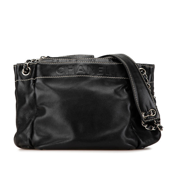シャネル ワイルドステッチ チェーン トートバッグ ショルダーバッグ ブラック レザー レディース CHANEL 【中古】