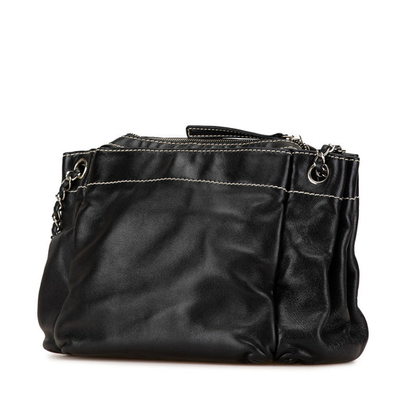 シャネル ワイルドステッチ チェーン トートバッグ ショルダーバッグ ブラック レザー レディース CHANEL 【中古】