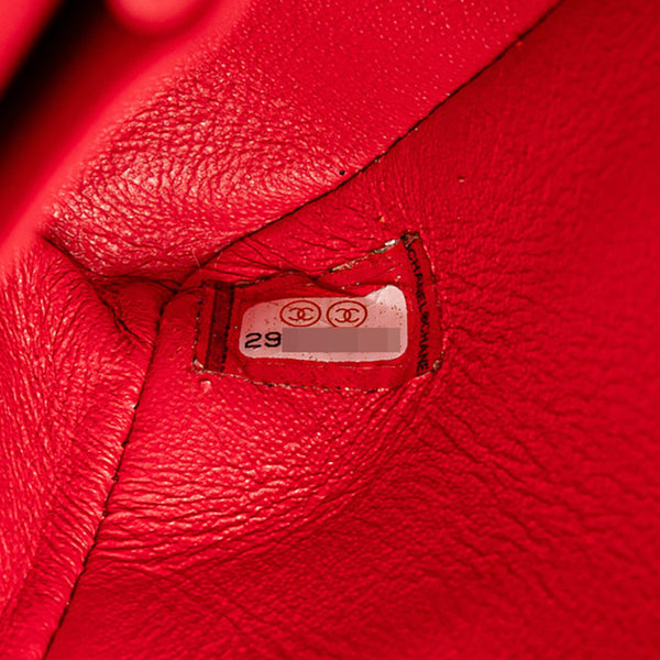 シャネル ココマーク マトラッセ25 ダブルフラップ チェーンショルダーバッグ レッド キャビアスキン レディース CHANEL 【中古】