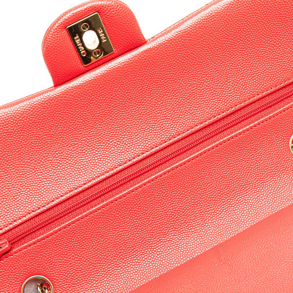 シャネル ココマーク マトラッセ25 ダブルフラップ チェーンショルダーバッグ レッド キャビアスキン レディース CHANEL 【中古】