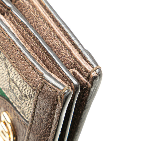 グッチ GGマーモント オフディア 二つ折り財布 コンパクトウォレット 523155 ベージュ マルチカラー レザー レディース GUCCI 【中古】