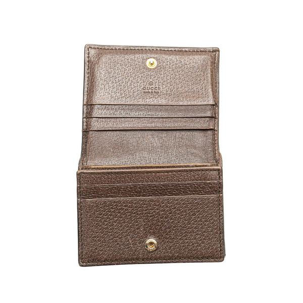 グッチ GGマーモント オフディア 二つ折り財布 コンパクトウォレット 523155 ベージュ マルチカラー レザー レディース GUCCI 【中古】