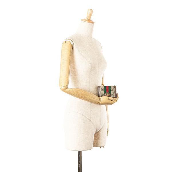 グッチ GGマーモント オフディア 二つ折り財布 コンパクトウォレット 523155 ベージュ マルチカラー レザー レディース GUCCI 【中古】