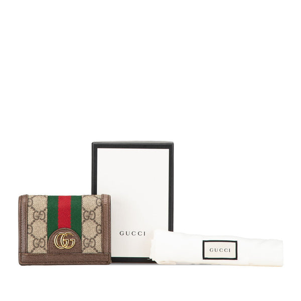 グッチ GGマーモント オフディア 二つ折り財布 コンパクトウォレット 523155 ベージュ マルチカラー レザー レディース GUCCI 【中古】