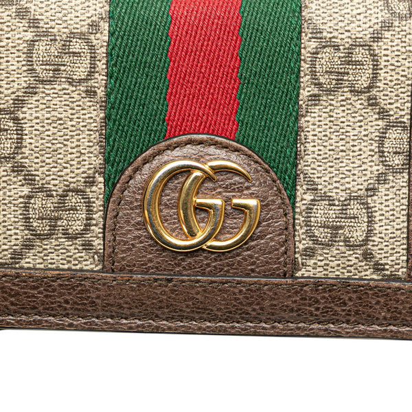 グッチ GGマーモント オフディア 二つ折り財布 コンパクトウォレット 523155 ベージュ マルチカラー レザー レディース GUCCI 【中古】