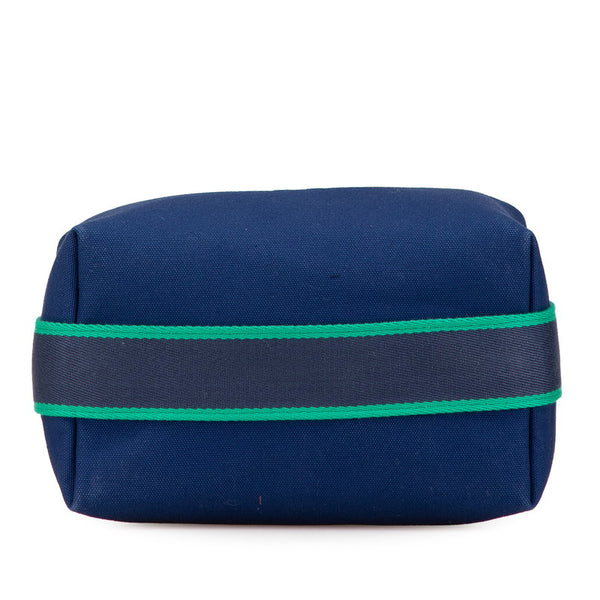 エルメス ブリッドアブラックPM ポーチ ハンドバッグ ネイビー グリーン コットン レディース HERMES 【中古】