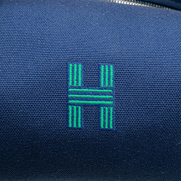 エルメス ブリッドアブラックPM ポーチ ハンドバッグ ネイビー グリーン コットン レディース HERMES 【中古】