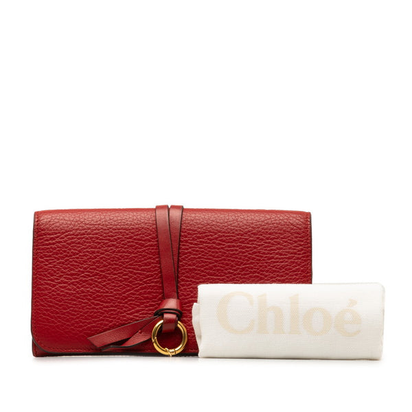 クロエ アルファベット 長財布 レッド レザー レディース Chloe 【中古】