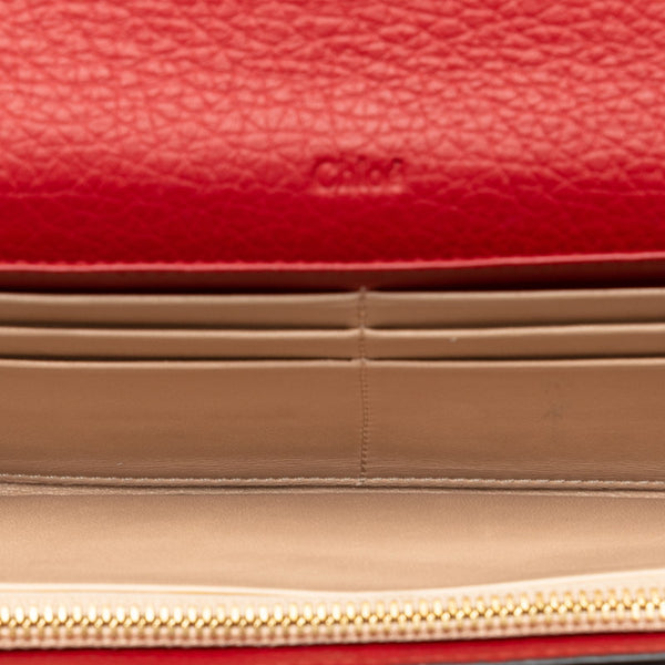 クロエ アルファベット 長財布 レッド レザー レディース Chloe 【中古】