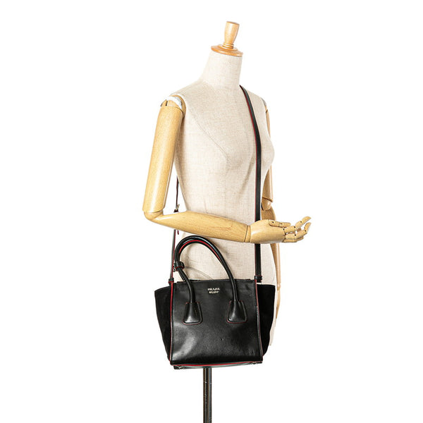 プラダ ハンドバッグ ショルダーバッグ 2WAY 1BA025 ブラック レッド レザー スウェード レディース PRADA 【中古】
