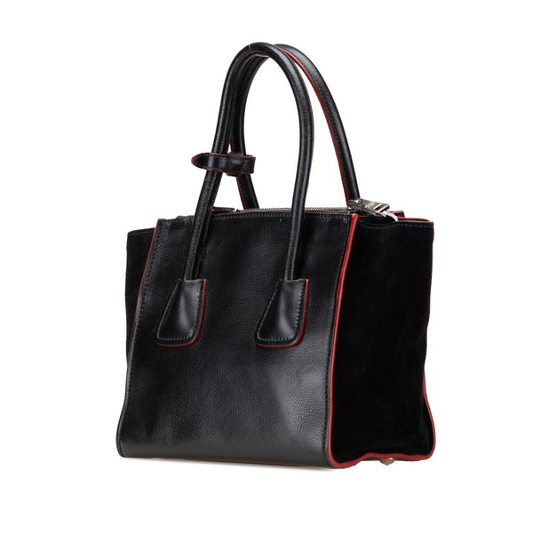 プラダ ハンドバッグ ショルダーバッグ 2WAY 1BA025 ブラック レッド レザー スウェード レディース PRADA 【中古】