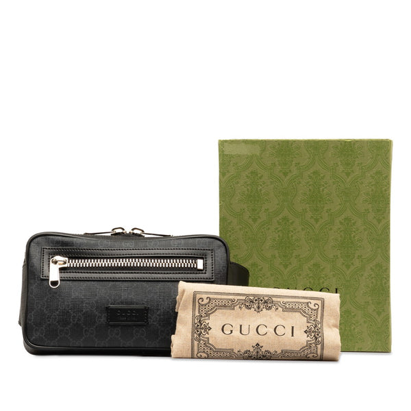 グッチ GGスプリーム ウエストバッグ ボディバッグ ベルトバッグ 474293 ブラック  PVC レザー メンズ GUCCI 【中古】