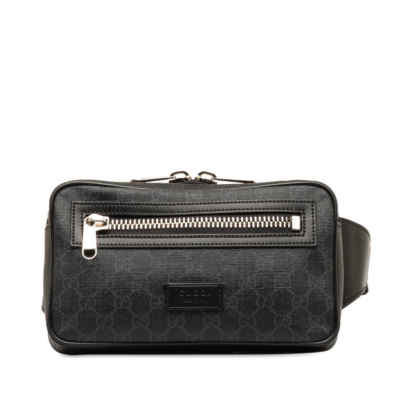 グッチ GGスプリーム ウエストバッグ ボディバッグ ベルトバッグ 474293 ブラック  PVC レザー メンズ GUCCI 【中古】
