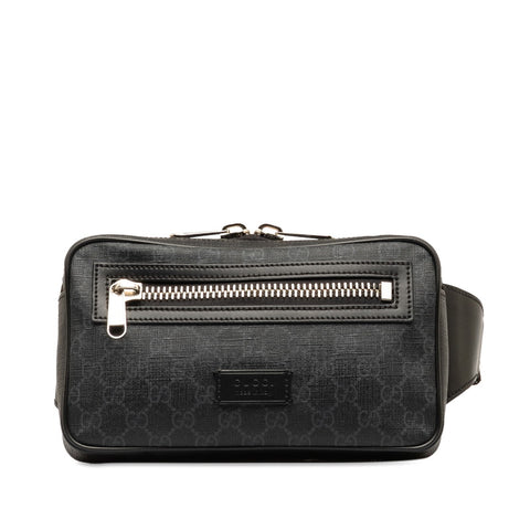 グッチ GGスプリーム ウエストバッグ ボディバッグ ベルトバッグ 474293 ブラック  PVC レザー メンズ GUCCI 【中古】