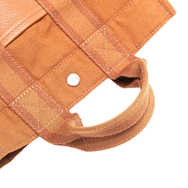 エルメス フールトゥPM ハーフレザー トートバッグ ブラウン キャンバス レザー レディース HERMES 【中古】