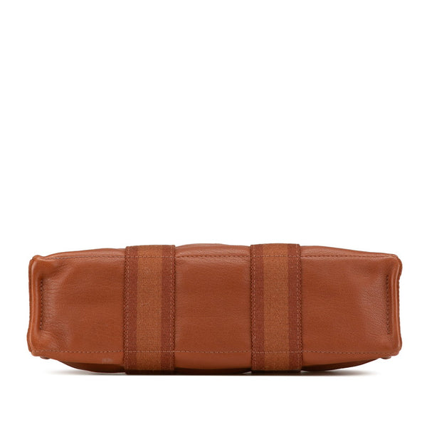 エルメス フールトゥPM ハーフレザー トートバッグ ブラウン キャンバス レザー レディース HERMES 【中古】