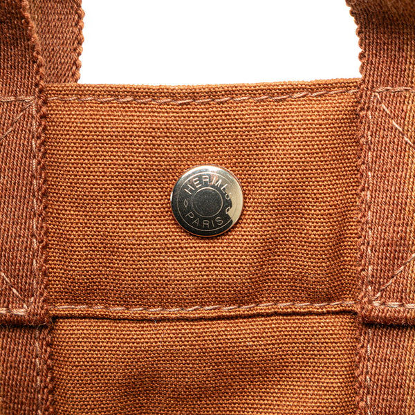 エルメス フールトゥPM ハーフレザー トートバッグ ブラウン キャンバス レザー レディース HERMES 【中古】