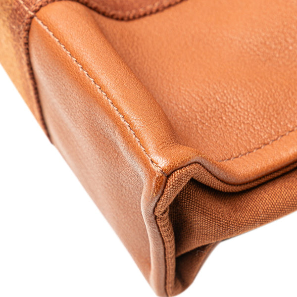 エルメス フールトゥPM ハーフレザー トートバッグ ブラウン キャンバス レザー レディース HERMES 【中古】