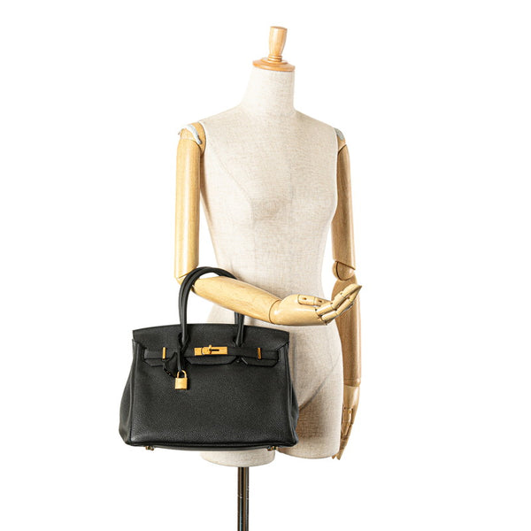 エルメス バーキン30 ハンドバッグ ブラック トゴ レディース HERMES 【中古】